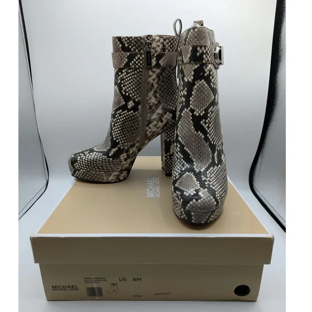 Michael Kors | Parker Faux Leather Platform Boot | Snakeskin Print | Size 8M